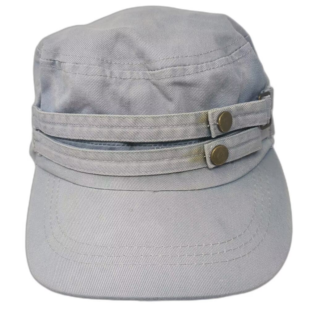 Tickled Pink Army Cap Blue Gold OS Cotton Adjustable Slideback Buckle Button Hat